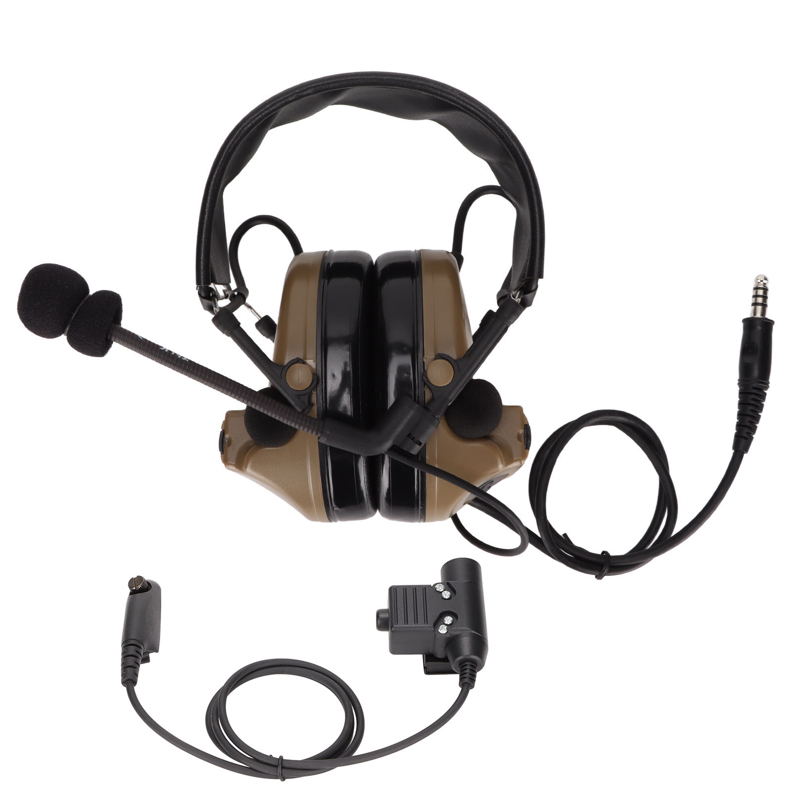 Militär-headset Mit Gehörschutz, 7,1-mm-klinkenstecker Und Ptt U94 Für Motorola Gp338, Gp328, Gp340 Und Gp380 – Braun