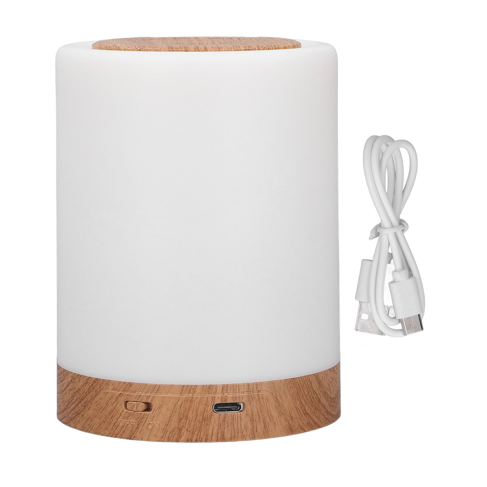 Wiederaufladbare Usb-nachttischlampe, 3 Helligkeitsstufen, Touch-steuerung, Holzoptik Und Rgb-beleuchtung Für Das Kinderzimmer