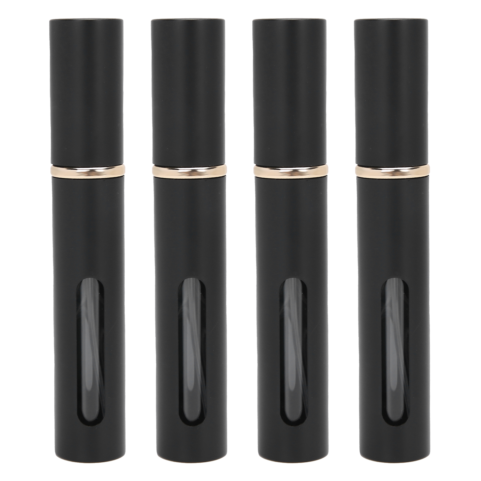 4 Leere 10-ml-glasparfümfläschchen, Tragbar Und Wiederbefüllbar, Schwarz