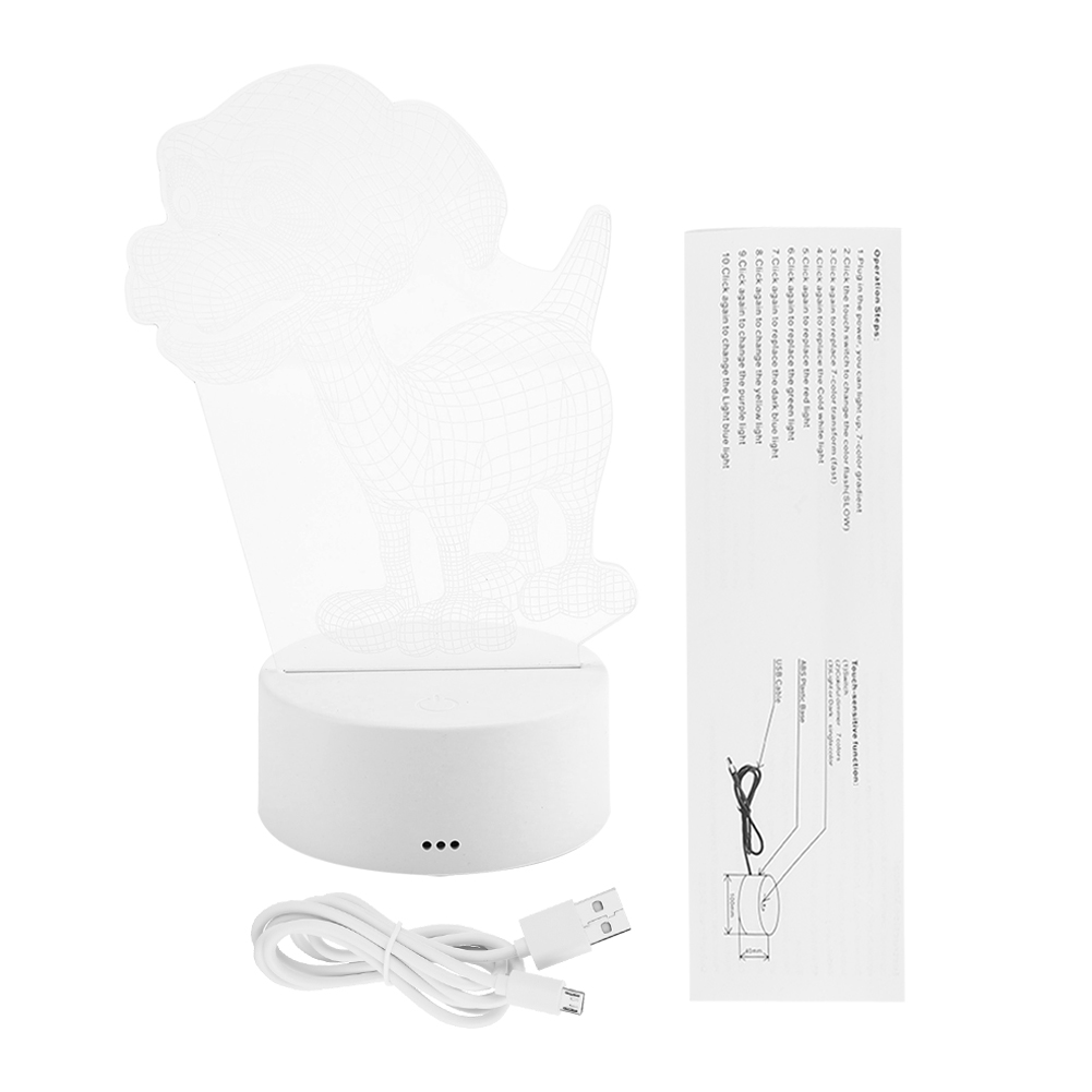 3d-led-schreibtischlampe 3w 4,5v Mit Touch-steuerung - Nachtlicht Ohne Fernbedienung (weißer Sockel)
