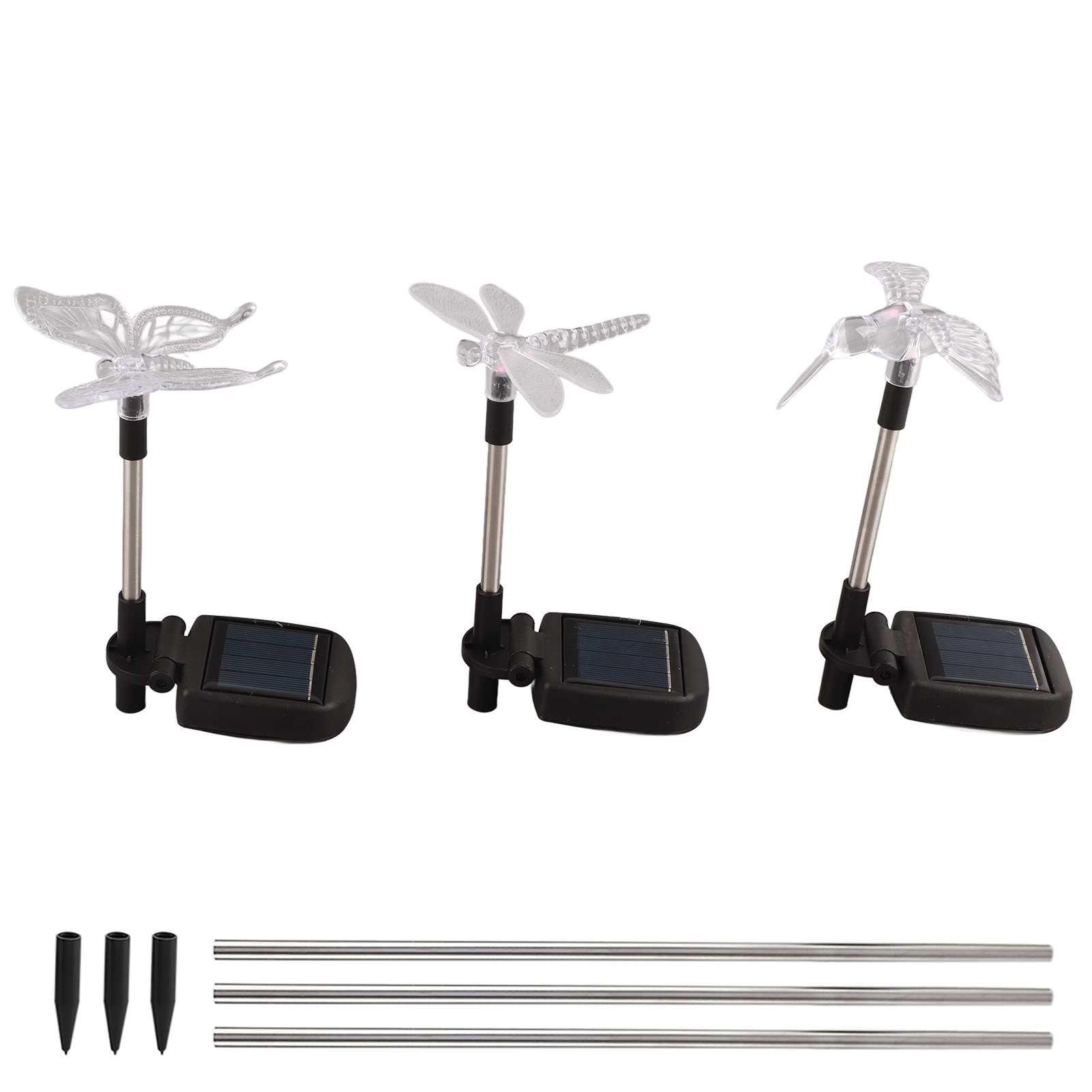 3-teiliges Wasserdichtes, Mehrfarbiges Led-solarleuchten-set Für Garten, Terrasse Und Außenbereich