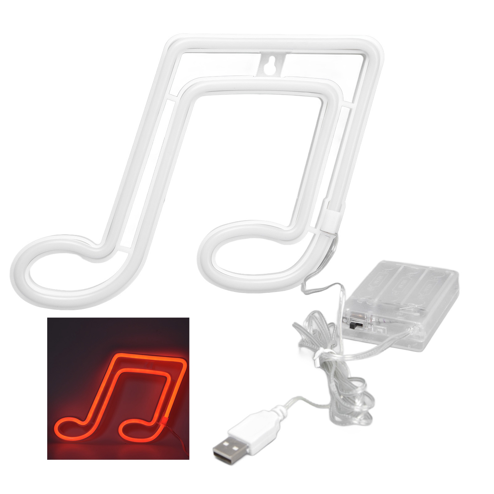Neon-led-wandleuchte In Form Einer Musiknote, Rote Lichtdekoration Für Partys Und Konzerte