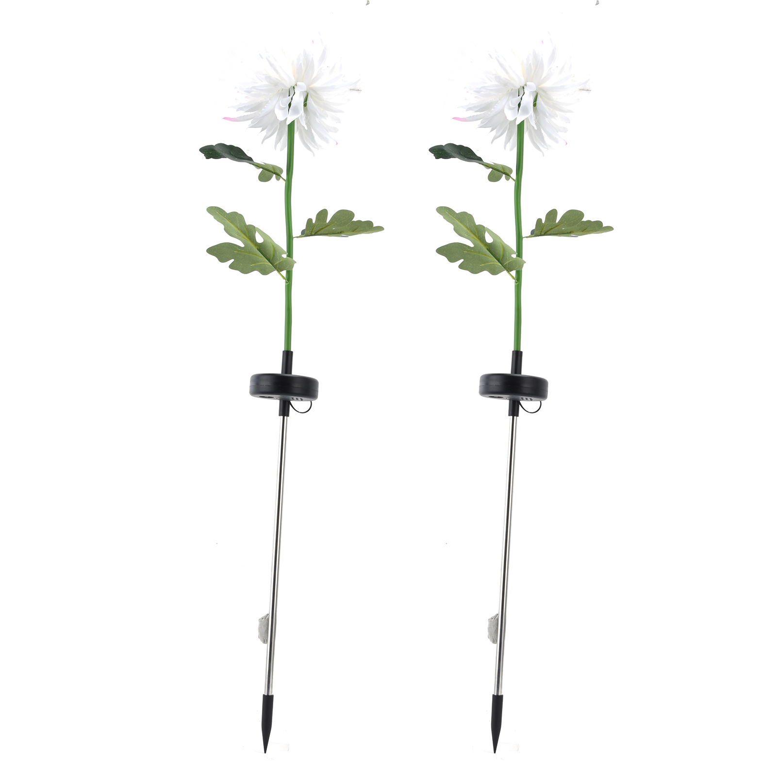 Chrysanthemen-led-solarleuchten, 2 Stück, Für Die Gartendekoration Im Freien – Weiß