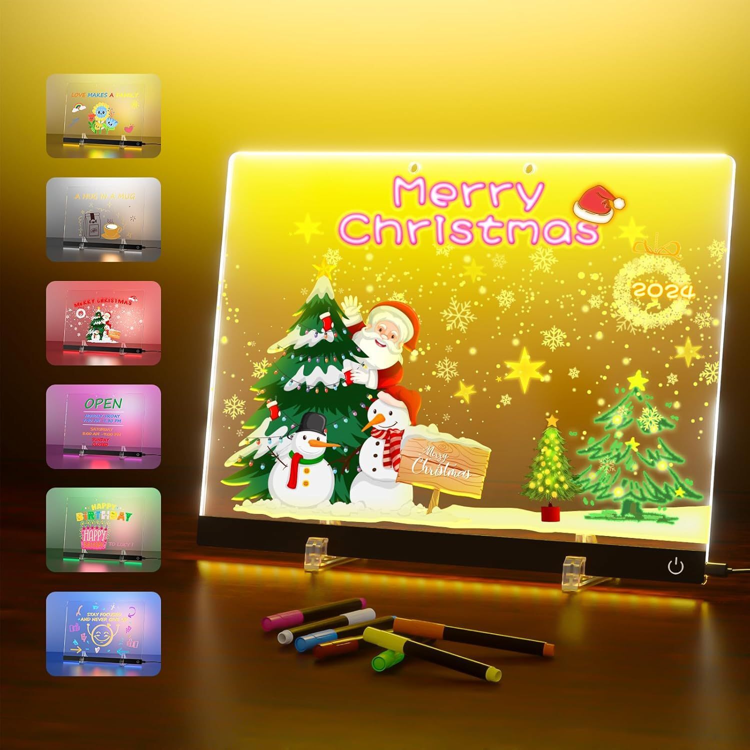 Acryl-leuchttafel 30x20cm - Touchscreen, 6 Neonfarben, Inklusive Ständer, Ideal Zur Dekoration Von Schlafzimmer, Büro, Party Oder Als Geschenk, Mit 7 Markern