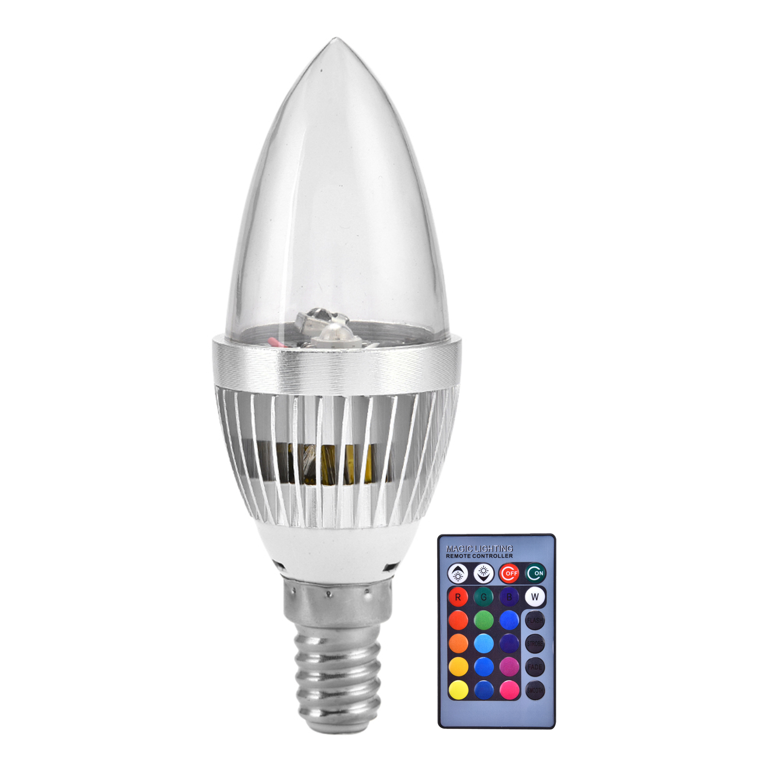 E14/e12 3w Rgb-led-lampe, Farbwechsel Mit Fernbedienung, Kerzenlampe