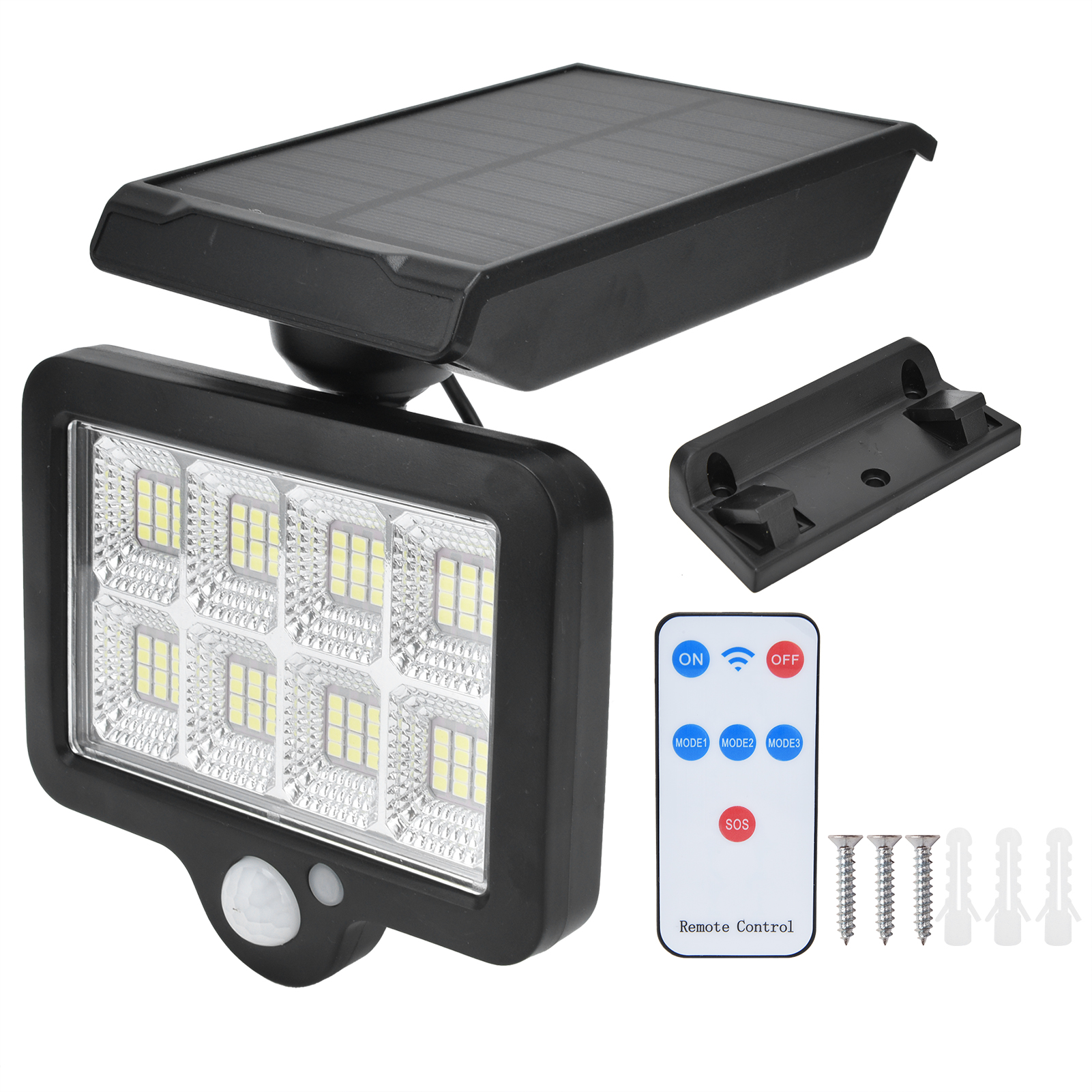 96 Leds, Solar-wandleuchte Für Den Außenbereich Mit Bewegungsmelder Und Fernbedienung, Wasserdicht Für Den Garten
