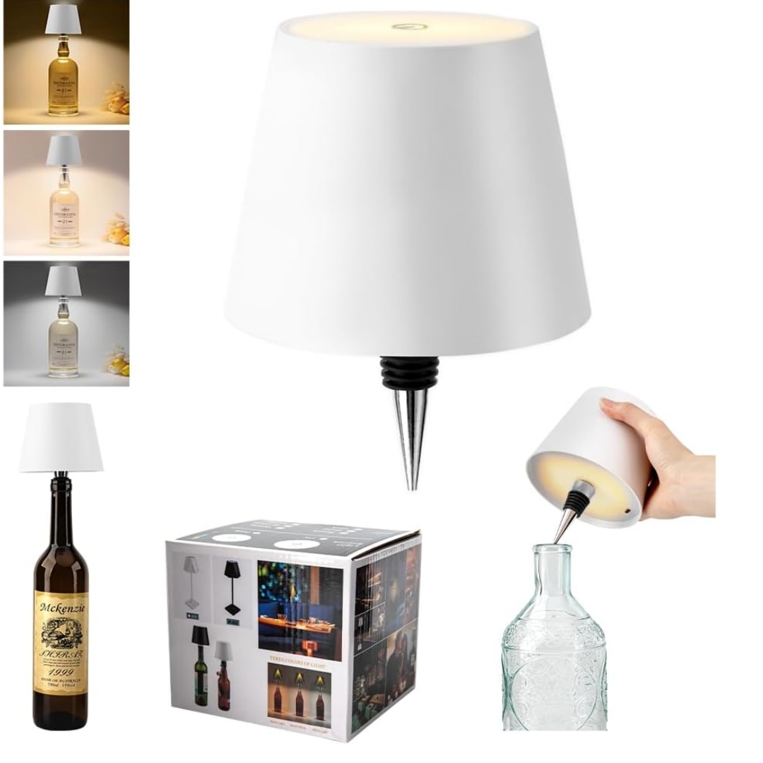 Kabellose, Wiederaufladbare Led-flaschenleuchte, 3 Farbwechsel Und Touch-dimmung, Dekorative Beleuchtung Für Bar Oder Zuhause, Weiß
