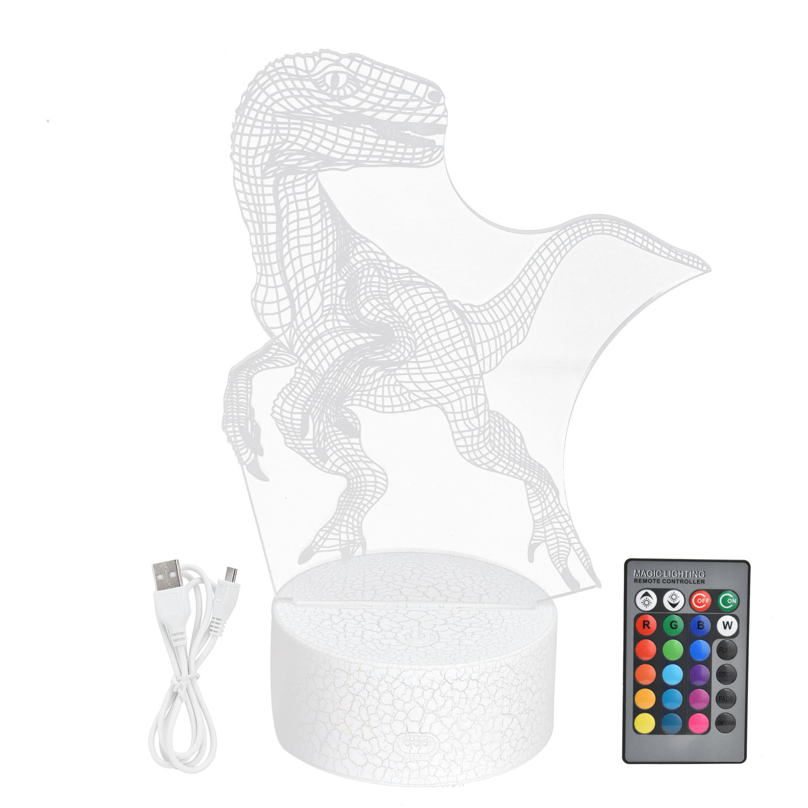 Mehrfarbige Led-dinosaurierlampe, 16 Rgb-farben, 5 Helligkeitsstufen, 4 Beleuchtungsmodi – Dekoratives Nachtlicht Für Kinderzimmer Und Wohnzimmer