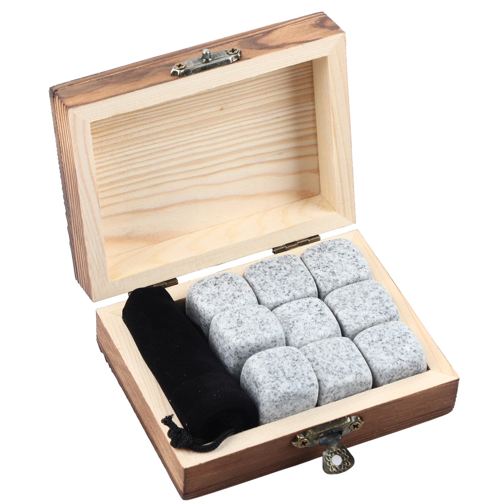 Kühlsteine Für Whisky Und Wein – Naturholzbox – Set Mit 9 Kühlsteinen