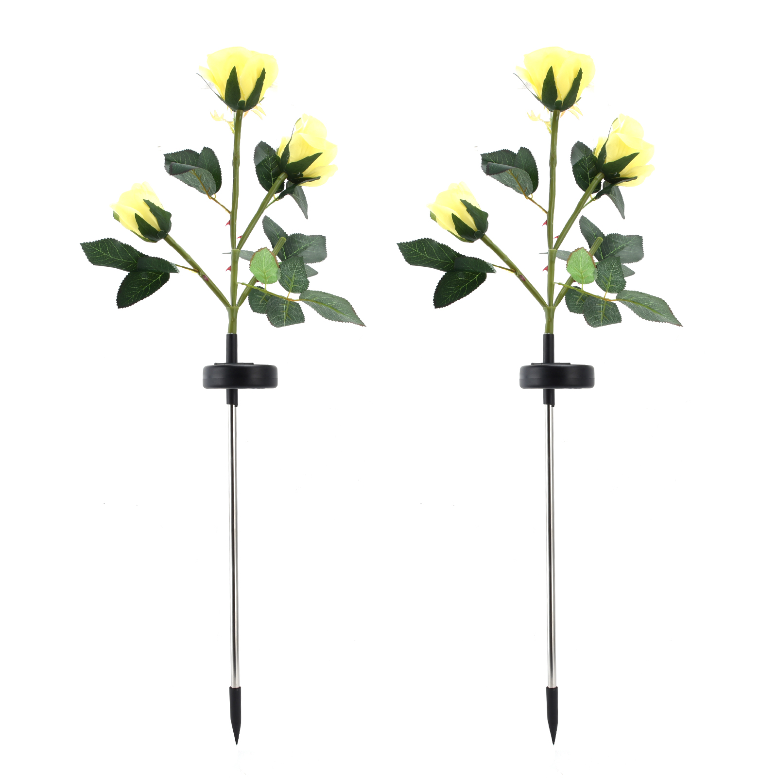 Stück Led-gartenleuchten, Rosa, Solarbetrieben, Wasserdicht, Dekorativ, Gelb