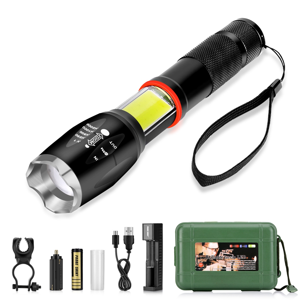 500 Lm Ultrahelle, Leistungsstarke Cob-led-taschenlampe Mit Zoom