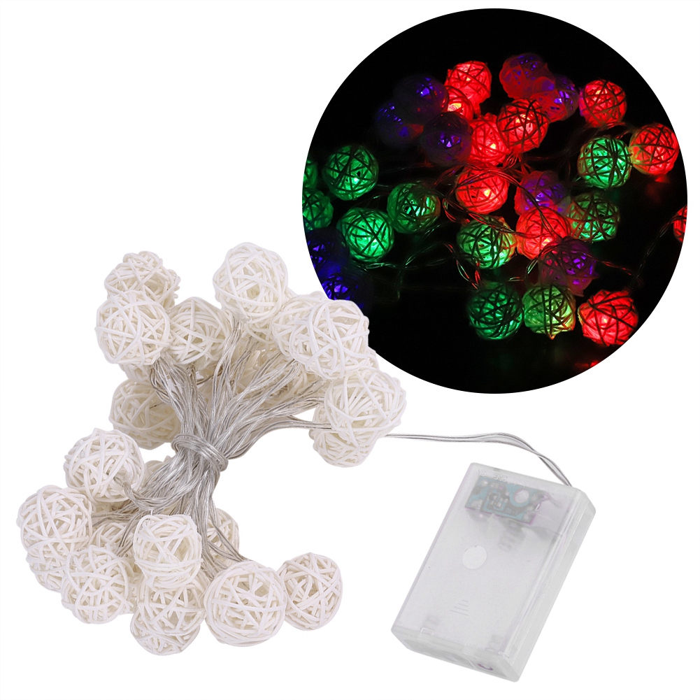 30 Led-lichterketten Aus Rattan Mit Kugeln – Bunte Wanddekoration Fürs Schlafzimmer