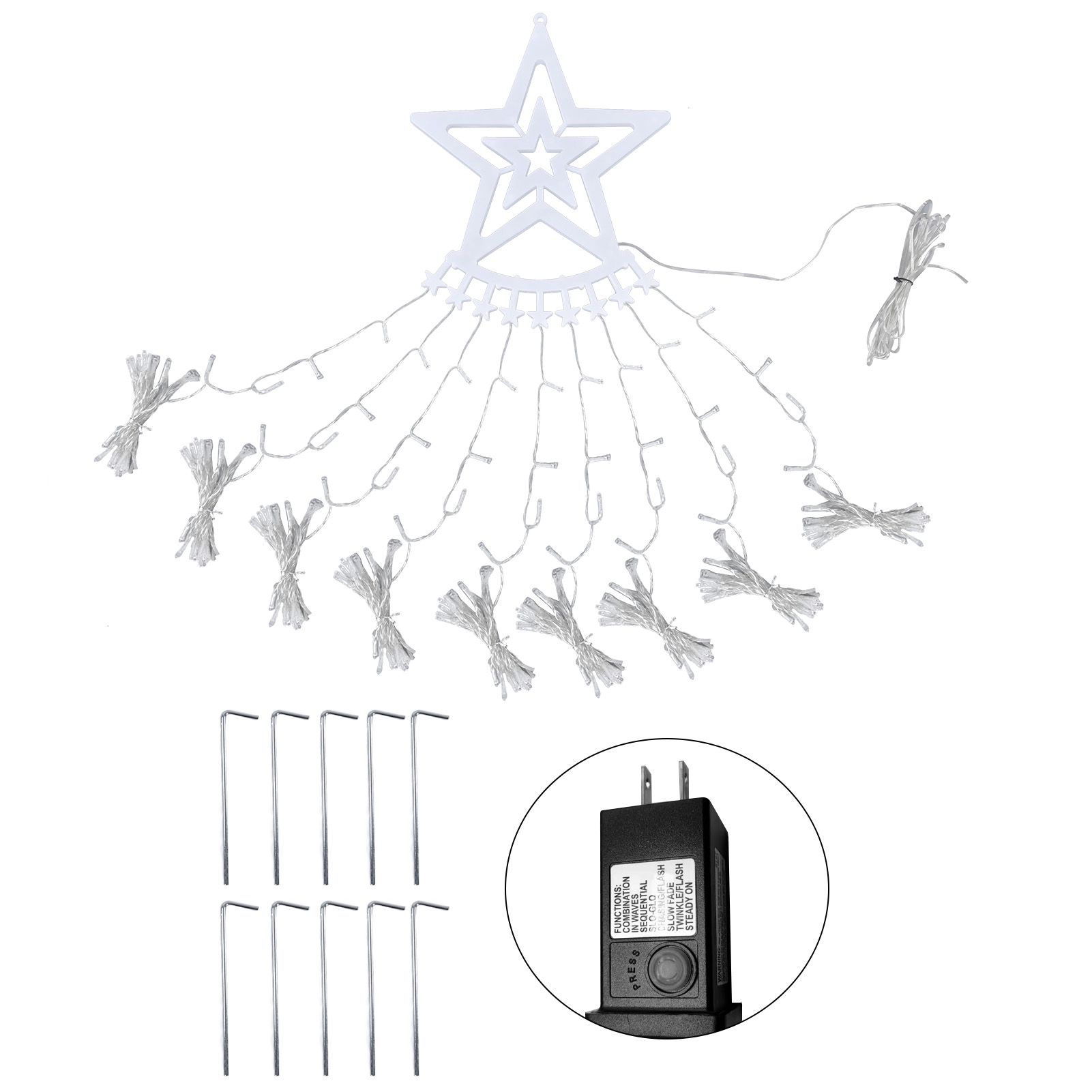 Led-sternenlichterkette Für Die Weihnachtliche Außendekoration, 120 V Mit Transformator, Ideal Für Gärten Und Bäume