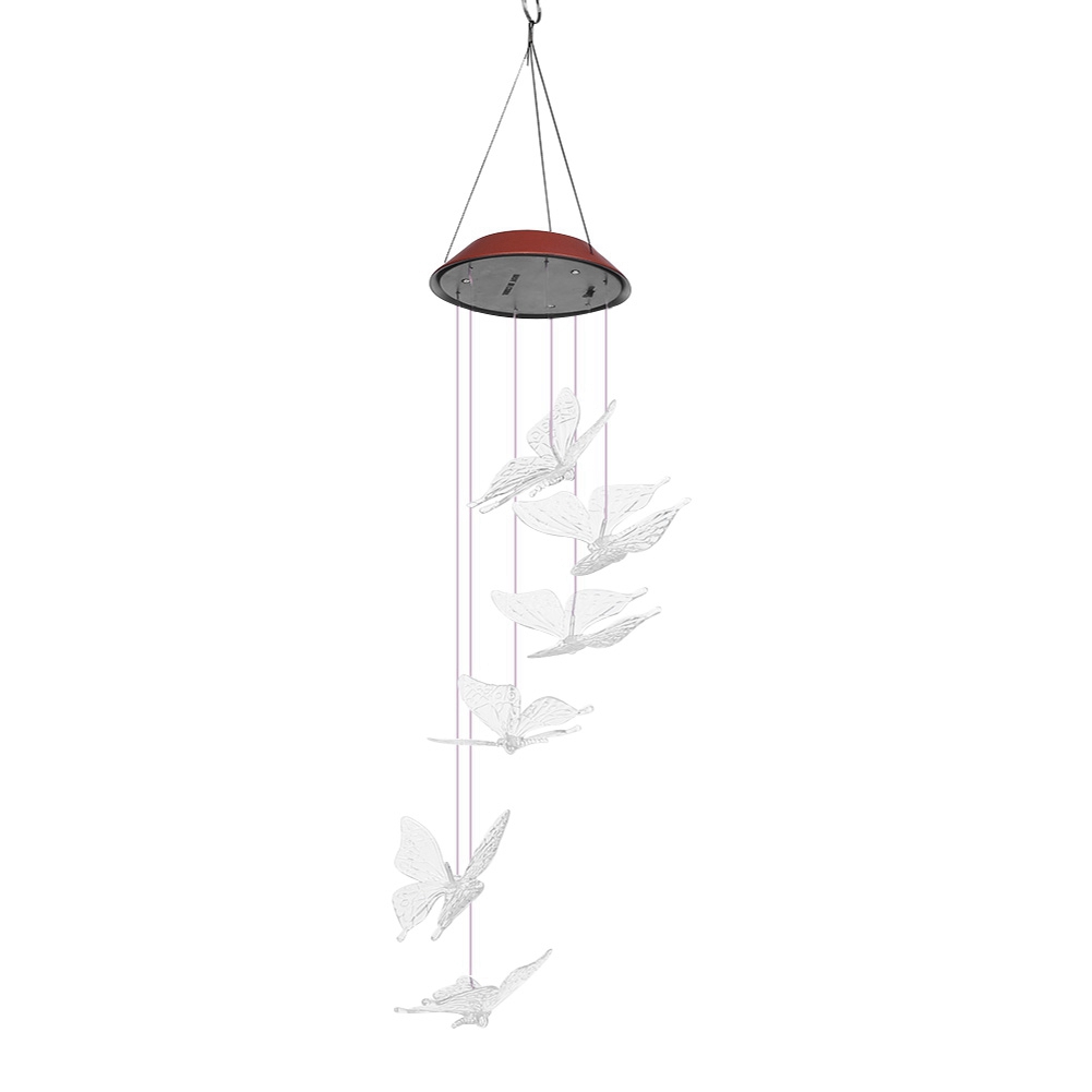 Wasserdichtes Led-solar-schmetterlings-windspiel Für Den Garten – Transparente Lichtdekoration