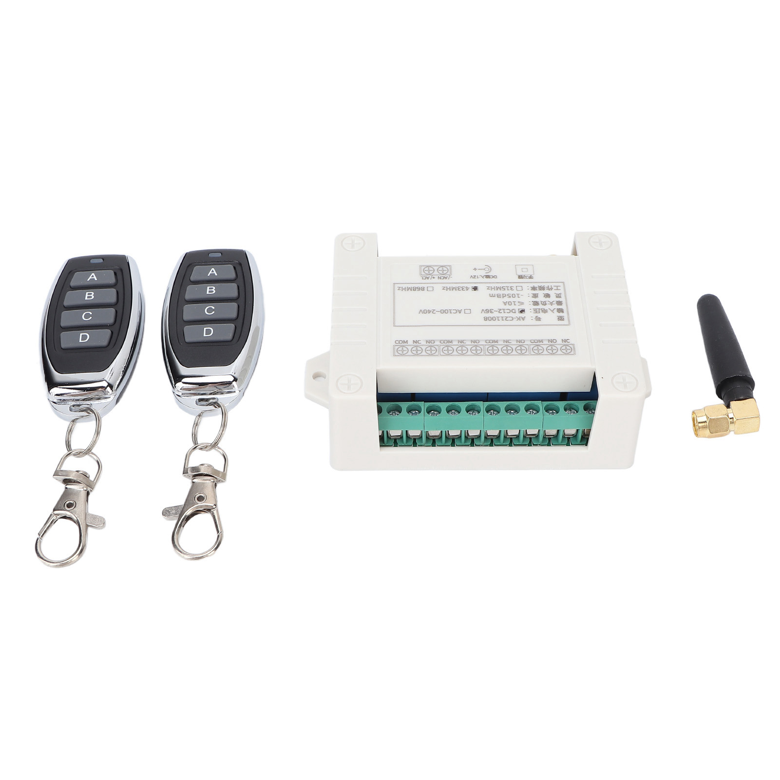 Akc211008 433-mhz-funkfernbedienung, 4-kanal-relaismodul Für Industrielle Steuerung Dc 12–36 V