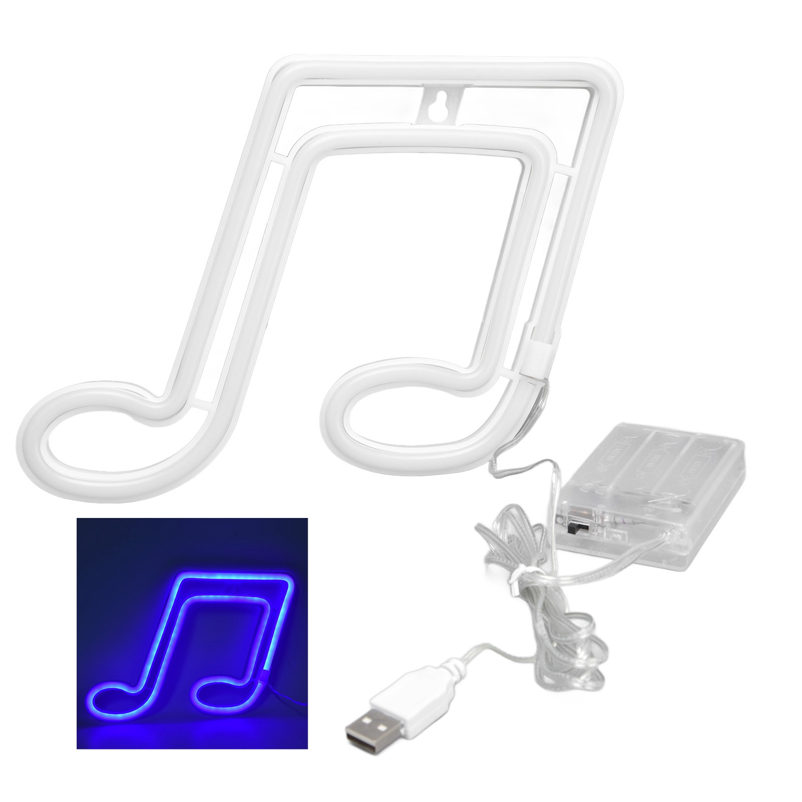 Neon-led-wandleuchte In Form Eines Musiksymbols, Blaue Beleuchtung Für Partys Und Musikveranstaltungen