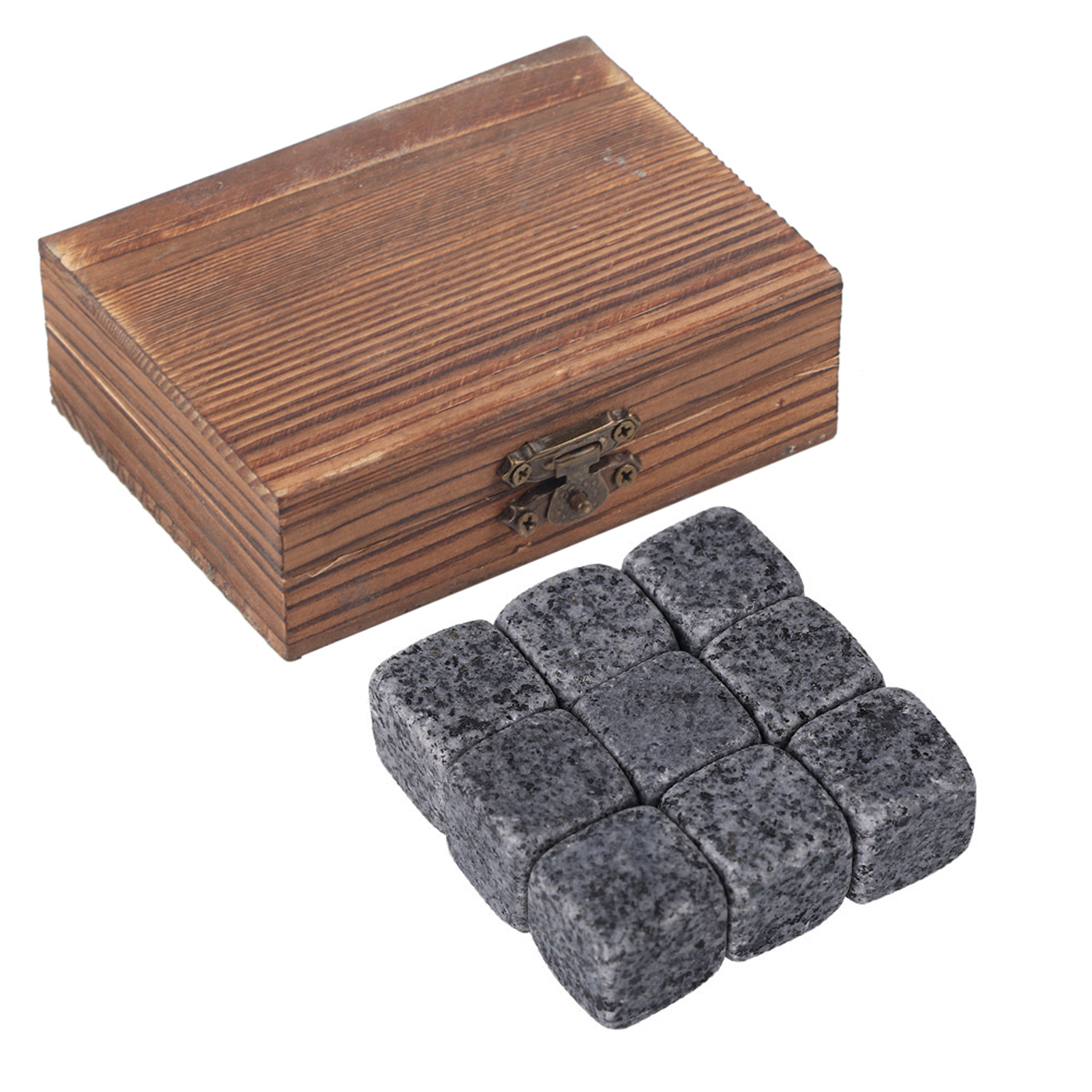 Kühlsteine Für Whisky Und Wein – Holzbox – 9er-set – Sesamgrau