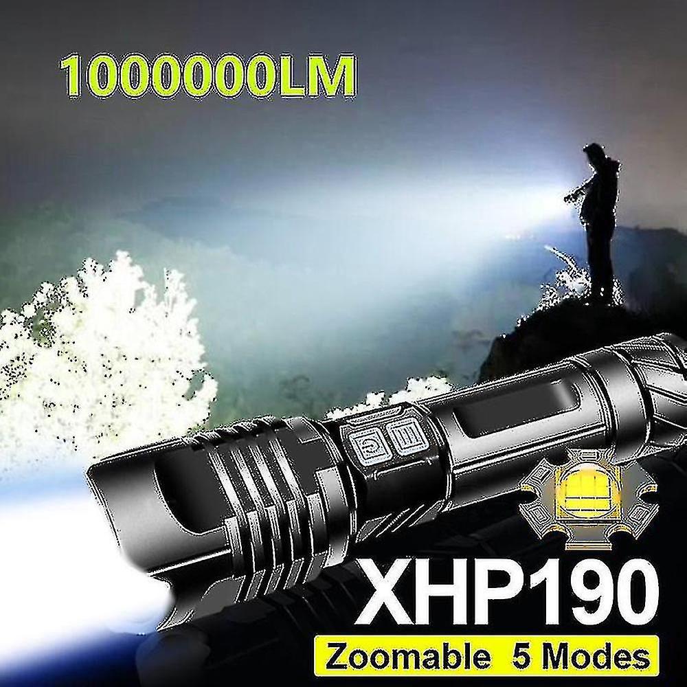 Extrem Leistungsstarke Super Xhp190 Led-taschenlampe Mit 1.000.000 Lm, Usb-wiederaufladbar, Mit Zoom Und 18650-akku.