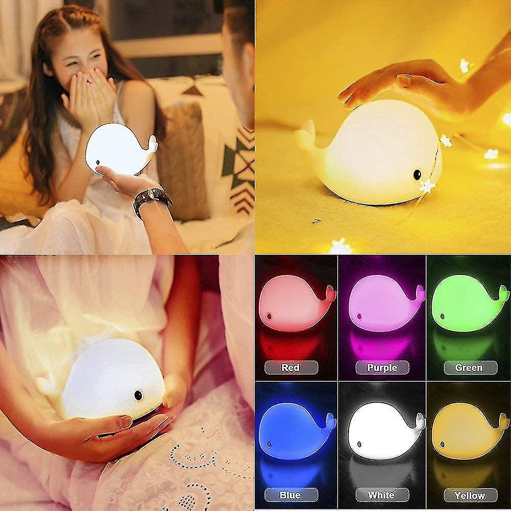 Niedliches Wal-nachtlicht Für Kinder, Kawaii-baby-nachtlicht Mit 7 Wechselnden Led-farben, Sanfte Und Berührungsempfindliche Nachtlampe, Usb-aufladbar, Geburtstagsgeschenk