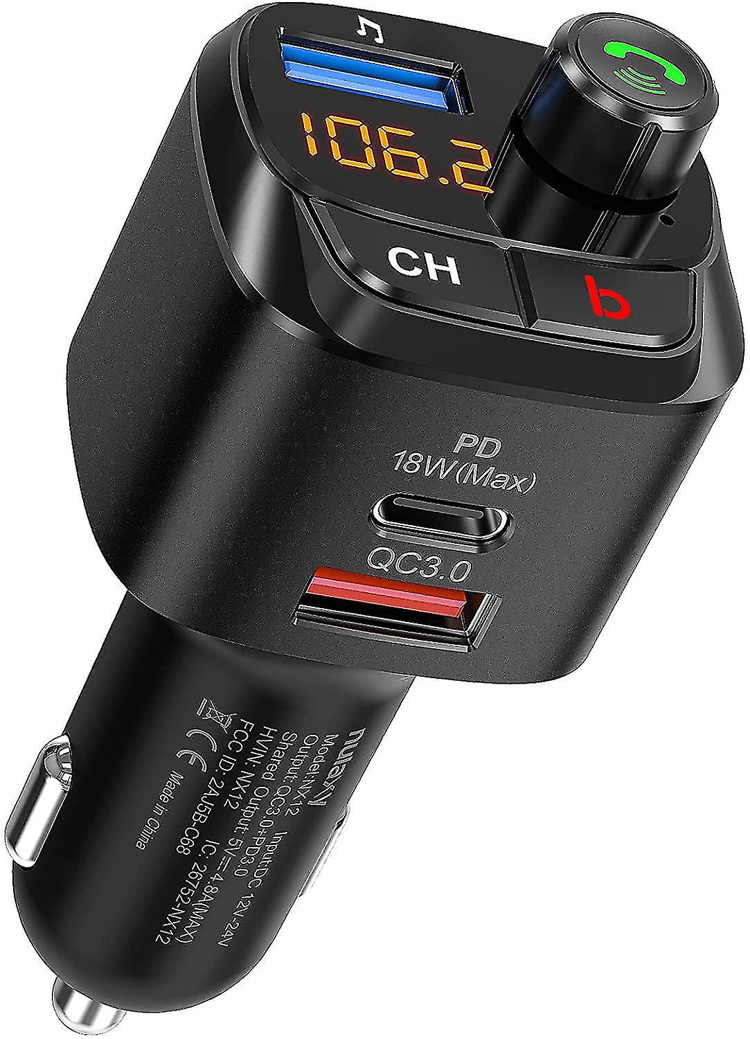 Bluetooth 5.0 Fm-transmitter Fürs Auto / Kabelloser Bluetooth-radioadapter / Kfz-kit