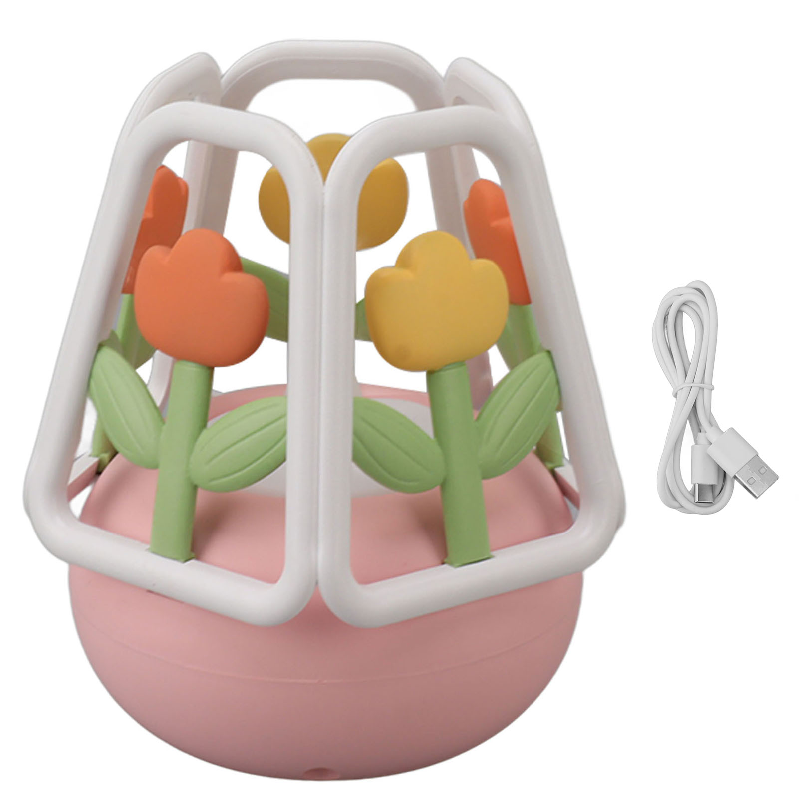 Led-nachtlicht Im Tulpen-design, Silikon, 5 Leuchtmodi, Wiederaufladbarer 1200-mah-akku, Rosa, Für Schlafzimmer Oder Zuhause