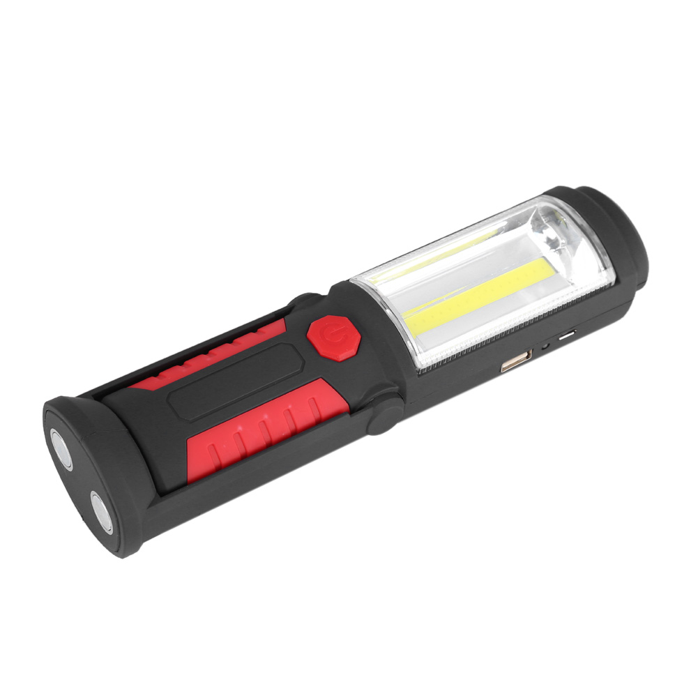 Wiederaufladbare 3-w-cob-led-taschenlampe Mit Roter Magnethalterung Für Camping, Arbeit Und Notfälle