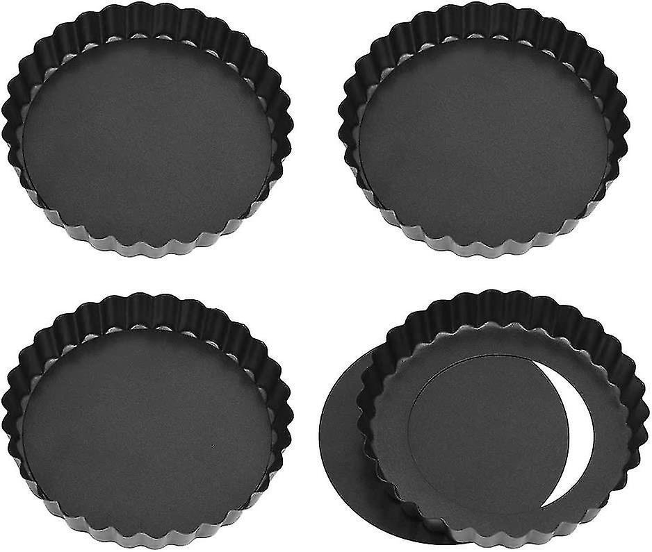 Set Mit 4 Mini-quiche-förmchen Mit Herausnehmbarem Boden, 12 Cm Tartelette-förmchen, Antihaftbeschichtung, Gebäckformen Mit Herausnehmbarem Boden (schwarz) -