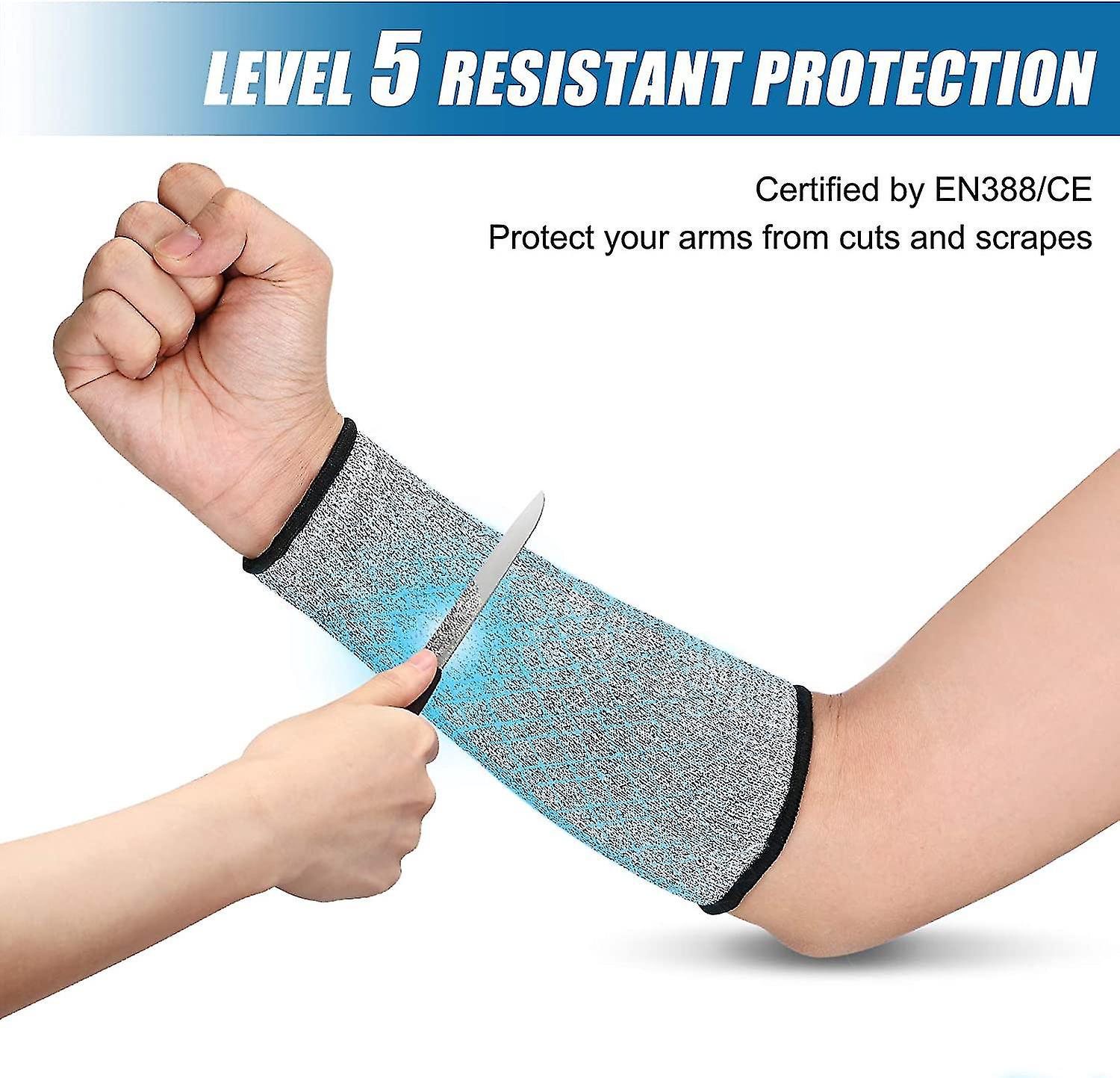 2er-pack Schnittfeste Armstulpen, Schutzstufe 5, Für Damen Und Herren – Schwarz Und Grau