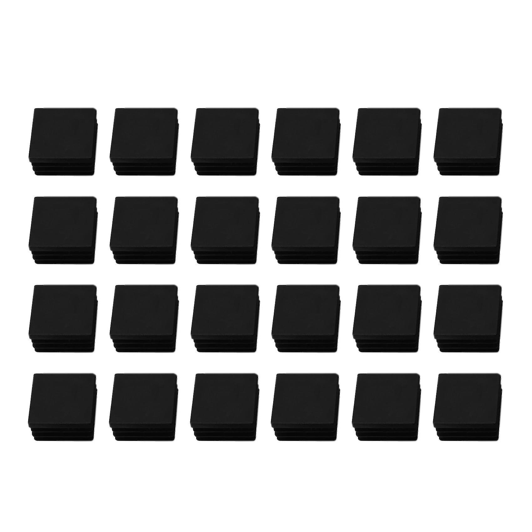 24 Schwarze, Gerippte, Quadratische Kunststoff-endkappen, 30 Mm X 30 Mm