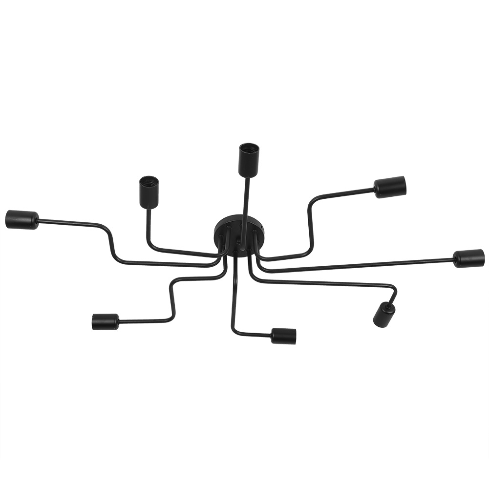 Moderne, Industrielle Schwarze Deckenleuchtenfassung Für 8 E27-glühbirnen, Einbauleuchte 110–240 V