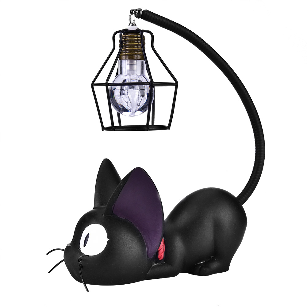Niedliche Schwarze Katzen-nachtlampe Aus Kunstharz – Tischdekoration Und Geschenkidee (schwarze Augen)