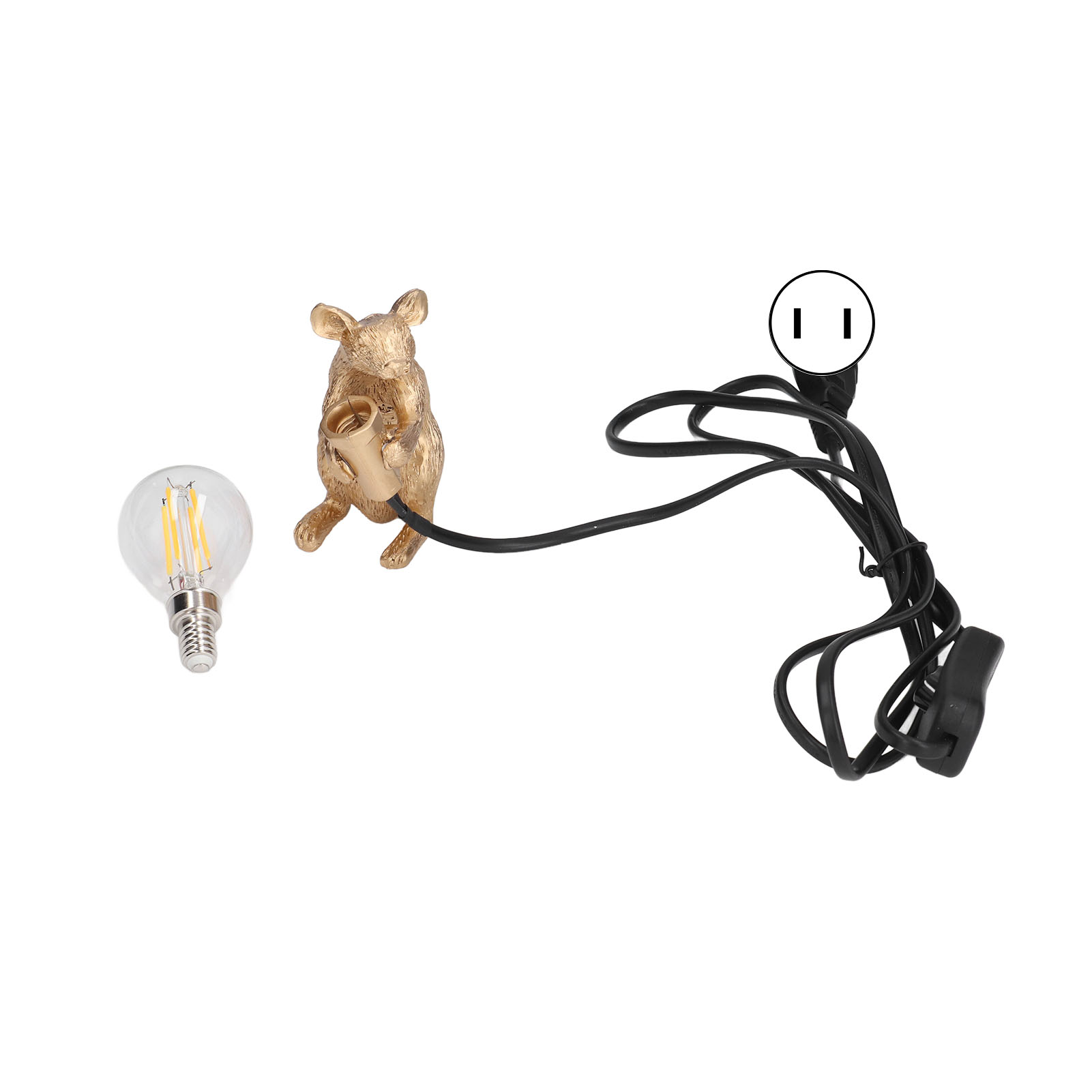 Kreative Schreibtischlampe Aus Kunstharz, E12-fassung, Moderne Tierdekoration Für Schlaf- Und Wohnzimmer, Maus-leuchte, 110–220 V Mit Vergoldetem Stecker