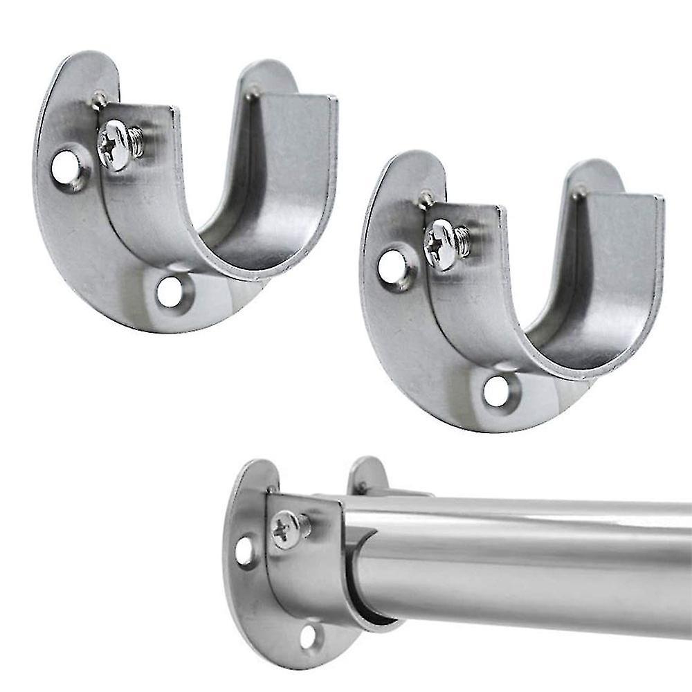 Set Aus 2 Kleiderstangenhalterungen Aus Edelstahl, Robusten Stangenenden, U-förmiger Flanschstangenhalterung Mit Schraube.