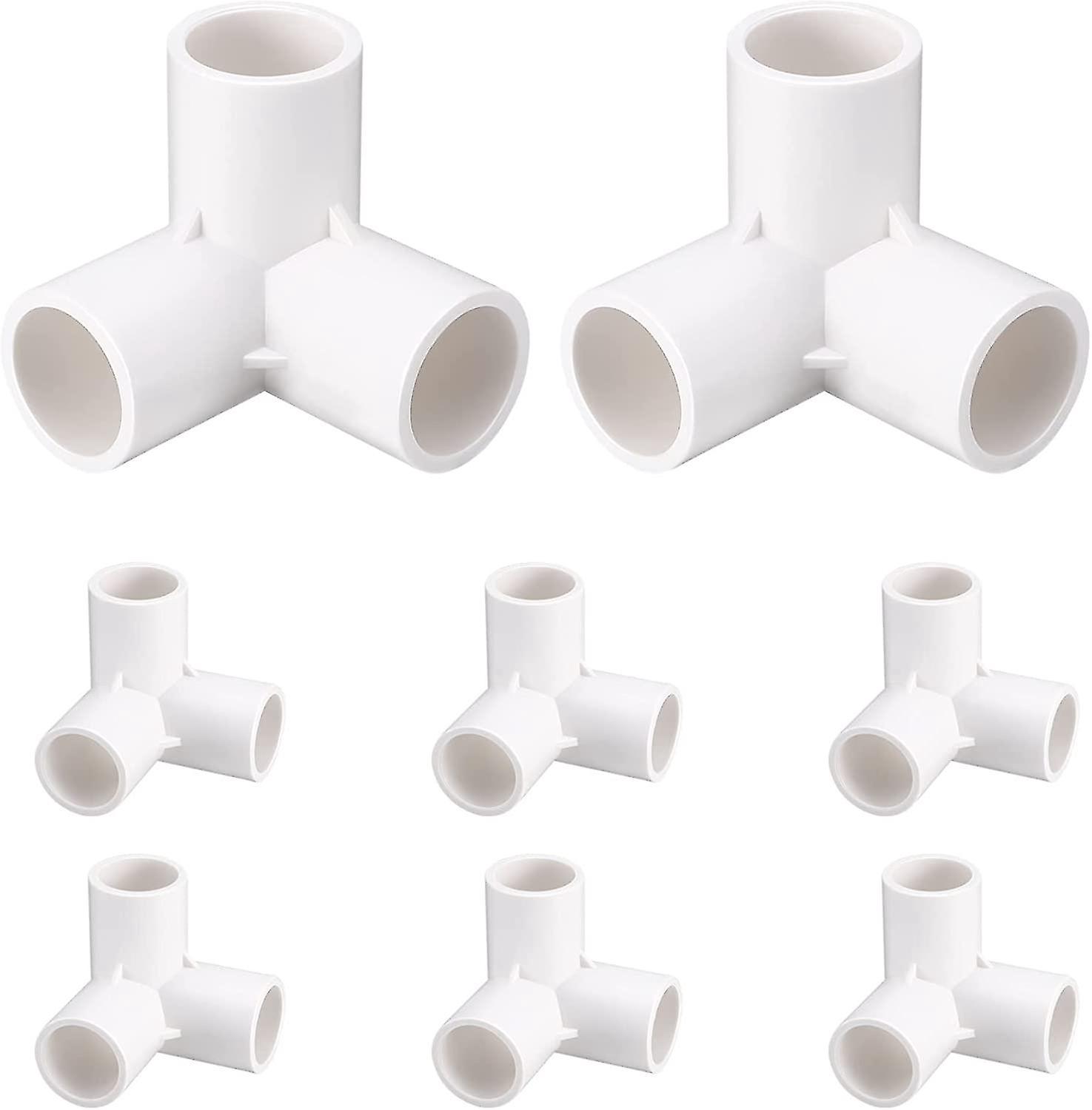 3-wege-pvc-winkelstück, 20 Mm Winkelrohrverbinder In Möbelqualität, Wasserrohrverbindung, Pvc-regalauslass-t-stück, Gartenstütze, Weiß, 8 Stück.