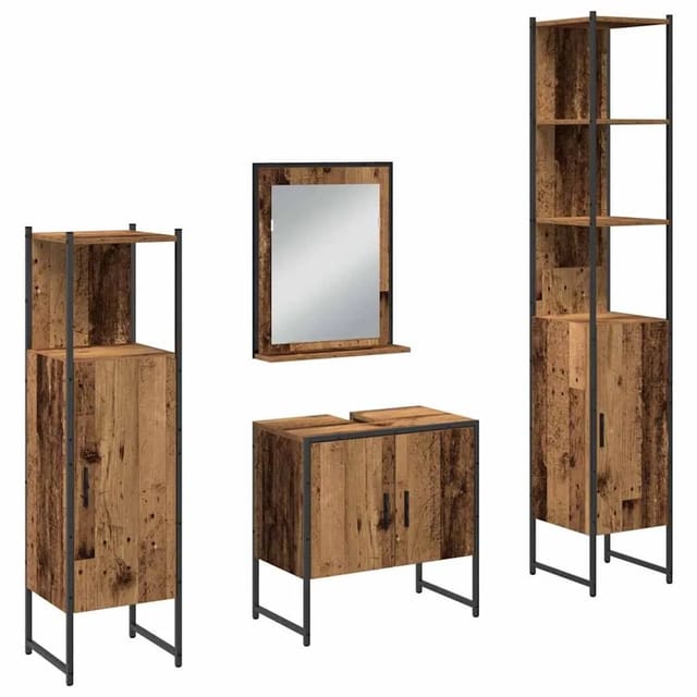 vidaXL Badezimmermöbel Set mit Stauraum 4-Tlg Braun 33 x 33 x 185,5 cm 3334409
