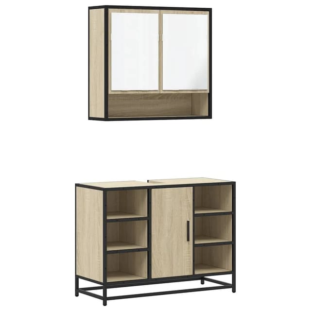 vidaXL 2-Tlg Badmöbel-Set Sonoma-Eiche Holzwerkstoff 3300941