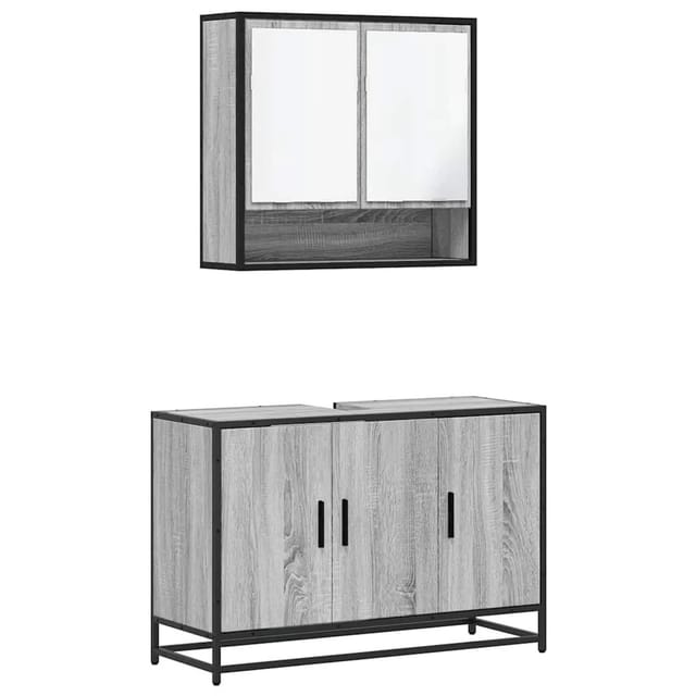 vidaXL 2-Tlg Badmöbel-Set Grau Sonoma Holzwerkstoff 3300923