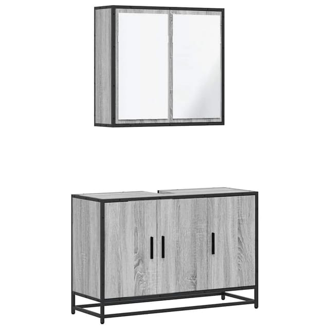 vidaXL 2-Tlg Badmöbel-Set Grau Sonoma Holzwerkstoff 3300893