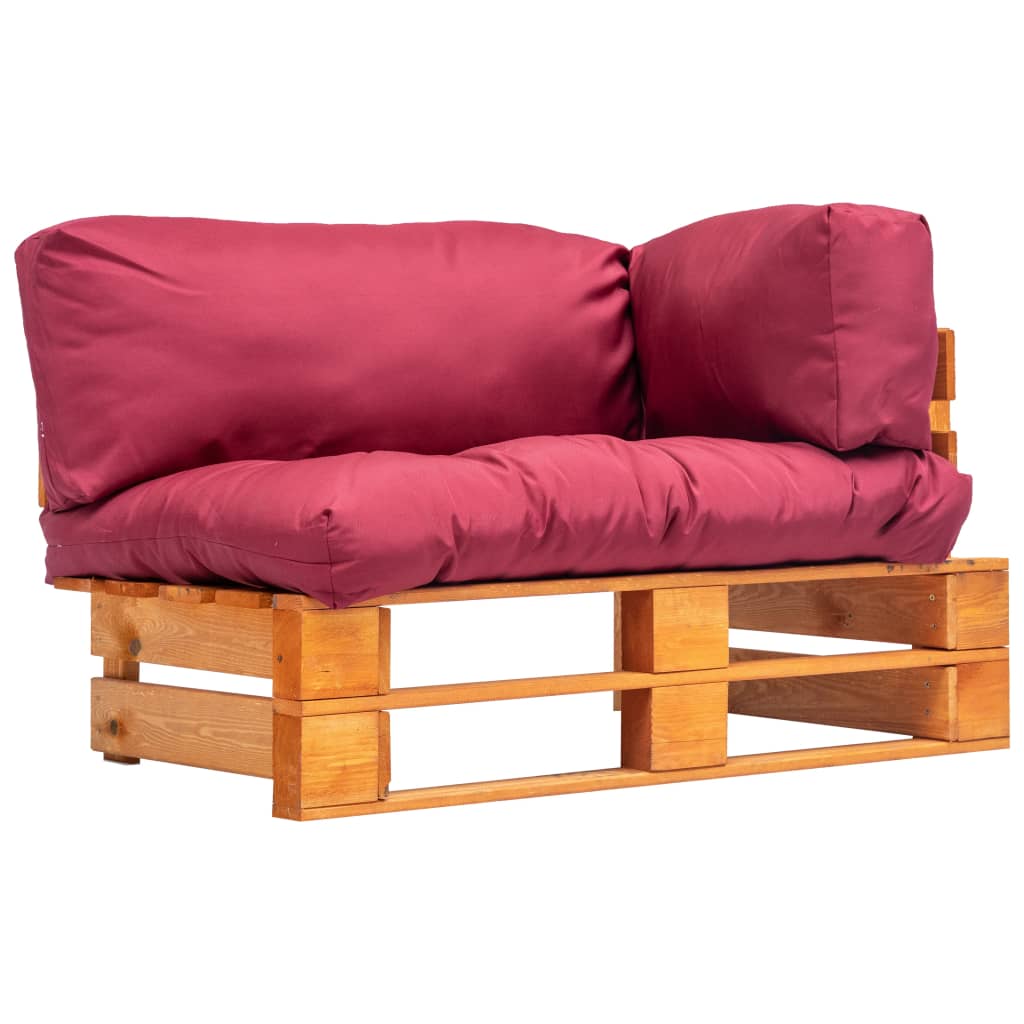 Garten-palettensofa Mit Roten Kissen Kiefernholz