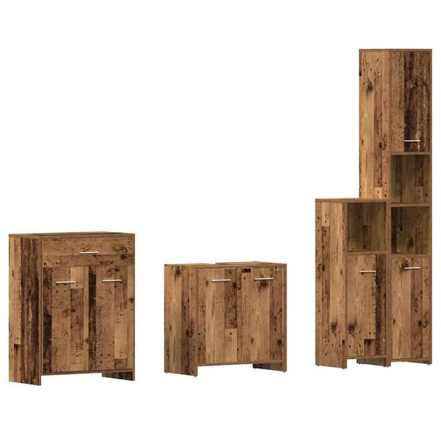 vidaXL 4-Tlg Badmöbel-Set Altholz-Optik Holzwerkstoff 3328941