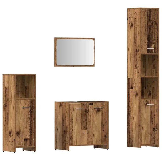 vidaXL 4-Tlg Badmöbel-Set Altholz-Optik Holzwerkstoff 3328553