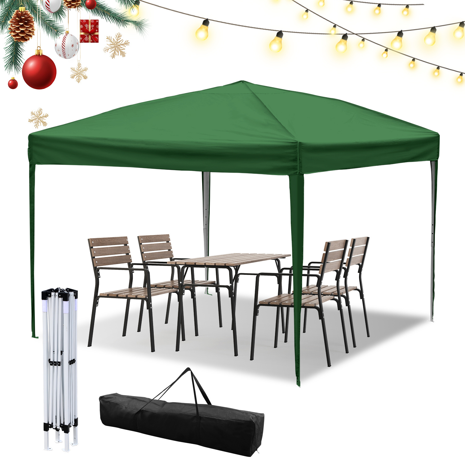 Randaco Pabellón De 3 X 3 M, Pabellón Plegable Para Jardín, Altura Ajustable, Con Bolsa De Transporte, Resistente Al Agua, Estable, Protección Uv, Carpa Plegable Para Fiestas Al Aire Libre, Verde