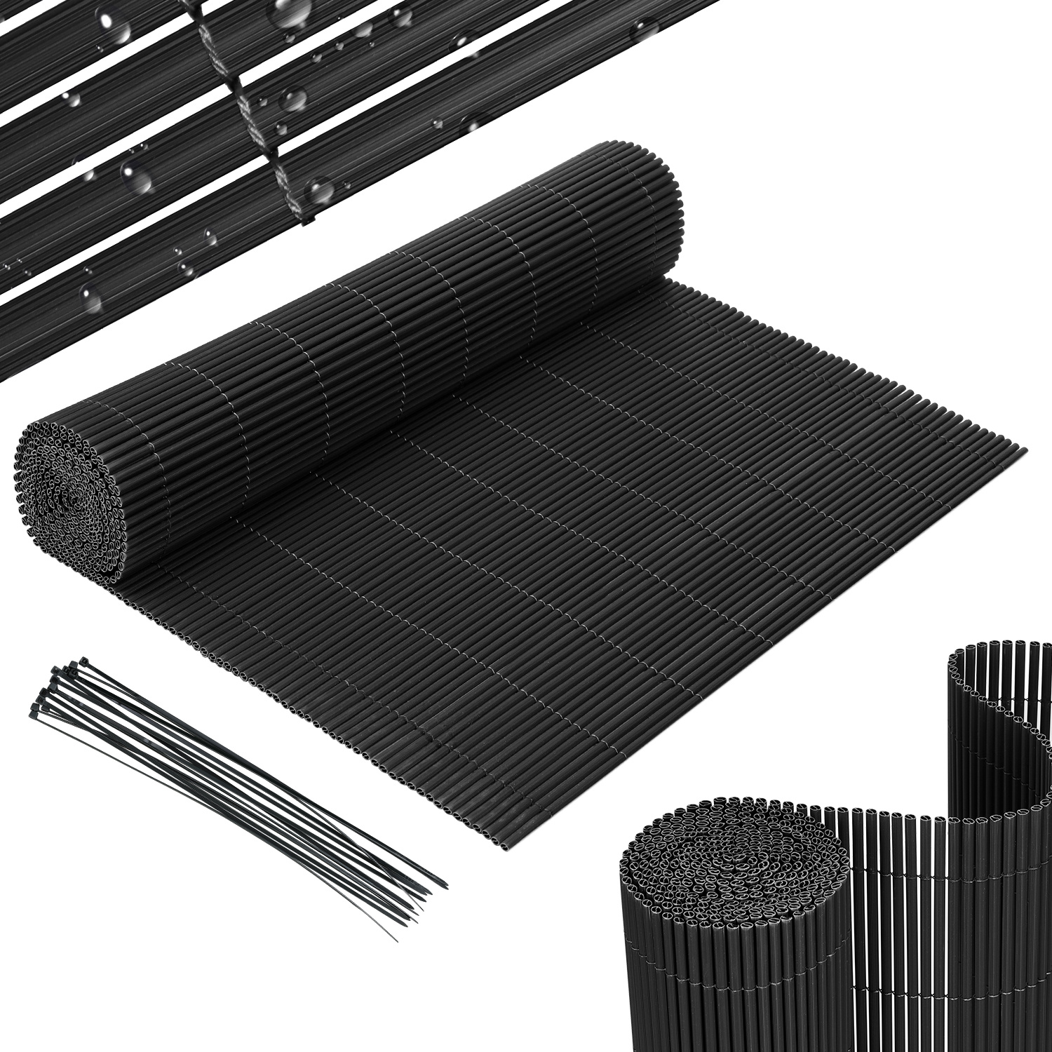 Randaco Gris 90x900cm Malla Ocultación Pvc Efecto Bambú Para Jardín Y Balcón – Valla Ocultante, Cortavientos, Pantalla De Privacidad Exterior