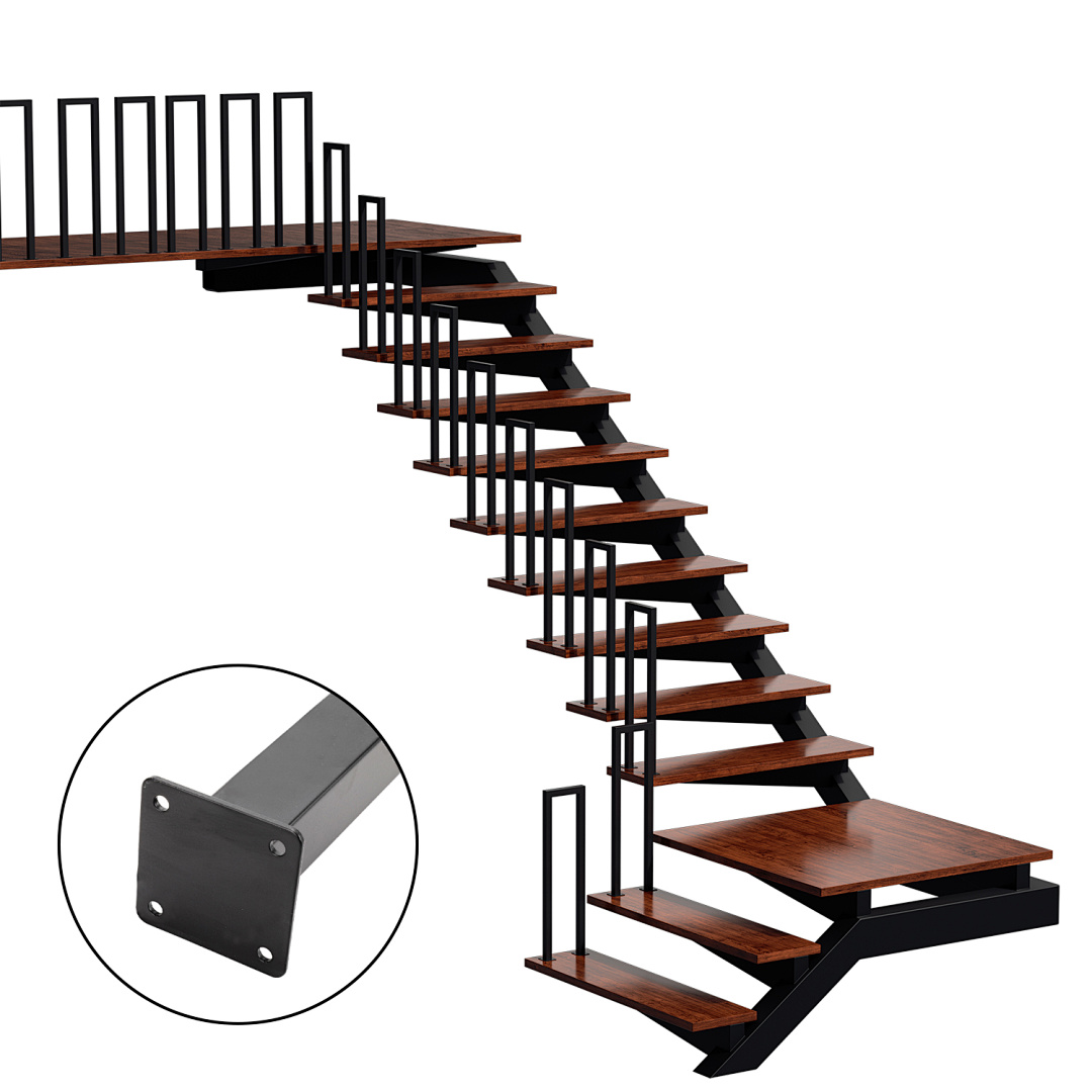 Randaco Barandilla De Escalera Negra De 100 Cm En Forma De U Con Pasamanos De Hierro, Barandilla De Hierro Para Interior Y Exterior, Universal