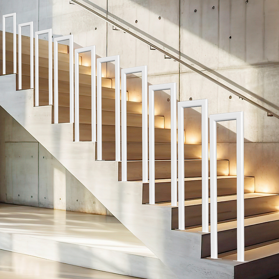 Randaco Barandilla De Escalera Ovalada En Forma De U De 75 Cm, Blanco, Pasamanos De Hierro, Barandilla De Hierro Para Interior Y Exterior, Universal