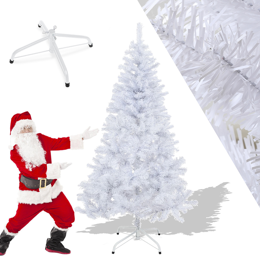 Randaco 150cm Künstlicher Weihnachtsbaum, Tannenbaum Mit Metallständer, Christbaum 488 Spitzen Pvc Nadeln, Kunstbaum Weihnachten Klappsystem Weiß