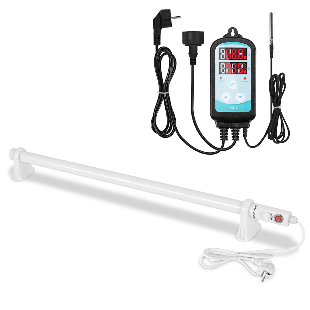 Randaco Gewächshausheizung Elektrische Stabheizung Weiß Für Gewächshäuser Flexible Installation 135w Mit 3000w Digitaltemperaturregler
