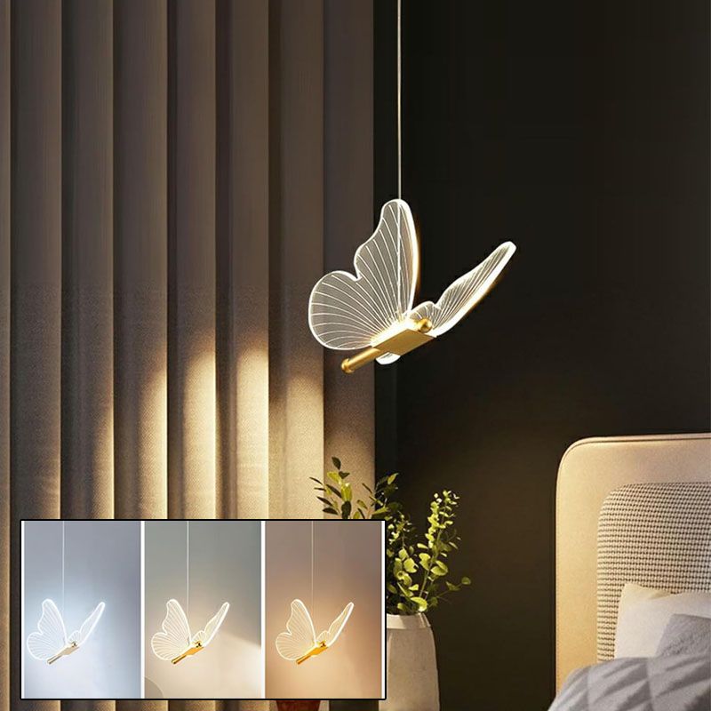 Goldener Schmetterlings-kronleuchter Mit Einem Kopf, Acryl-deckenleuchte, Led-kronleuchter, 3000k/4500k/6000k, Ideal Für Schlafzimmer, Wohnzimmer Und Küchen.