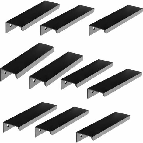 10er-pack Schwarze Griffe – Schwarze Möbelgriffe – Unsichtbare Küchengriffe – Mattschwarzes Aluminium – 96 Mm Lochabstand