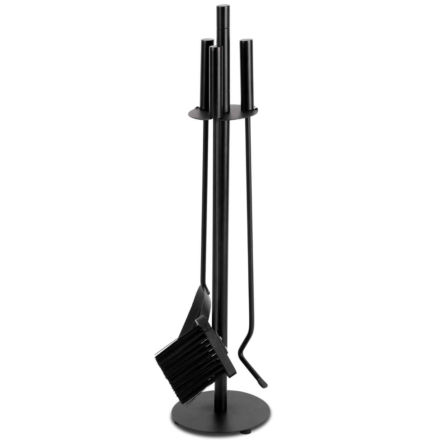 Tolletour Kaminbesteck, 3-teilige Kamingarnitur Mit Schaufel, Besen, Feuerhaken & Ständer, Ofenbesteck Modern, Schwarz